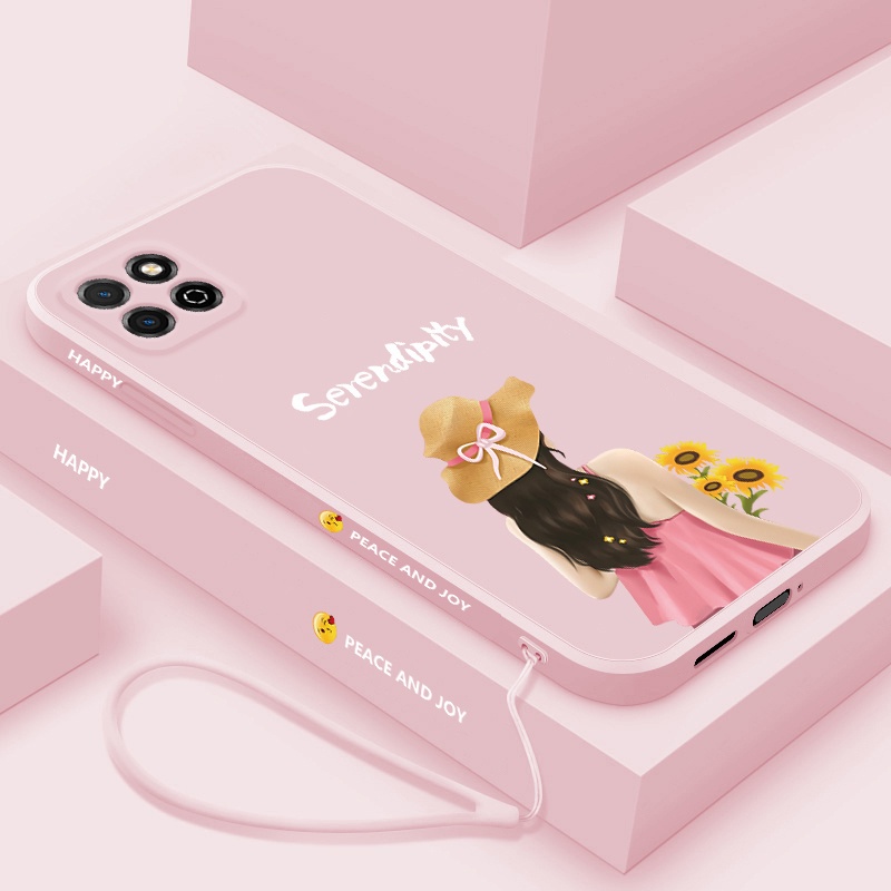 Ốp Điện Thoại Silicon Viền Thẳng In Hình Nhân Vật Có Dây Đeo Cho Redmi 9c 9a 9t