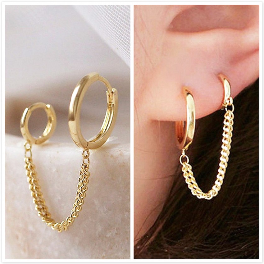Set 2/5/7 Khuyên Tai Dạng Kẹp/Kẹp Vành Tai Bằng Kim Loại Hình Bướm/Chữ Thập Thời Trang Hàn Quốc Cho Nữ