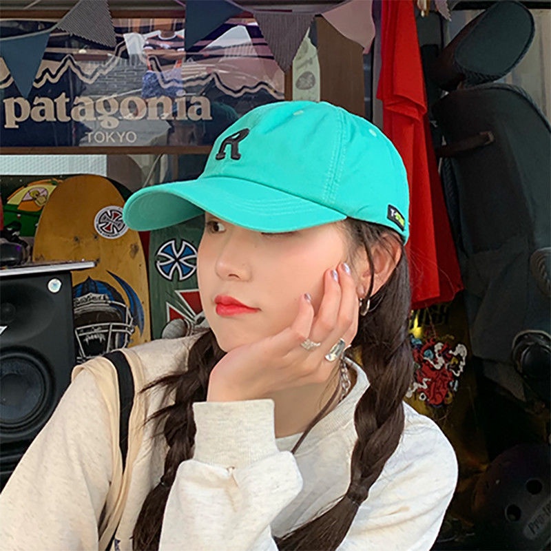 Mũ lưỡi trai màu nâu họa tiết chữ R phong cách Hàn Quốc thời trang cho mùa hè cho nữ