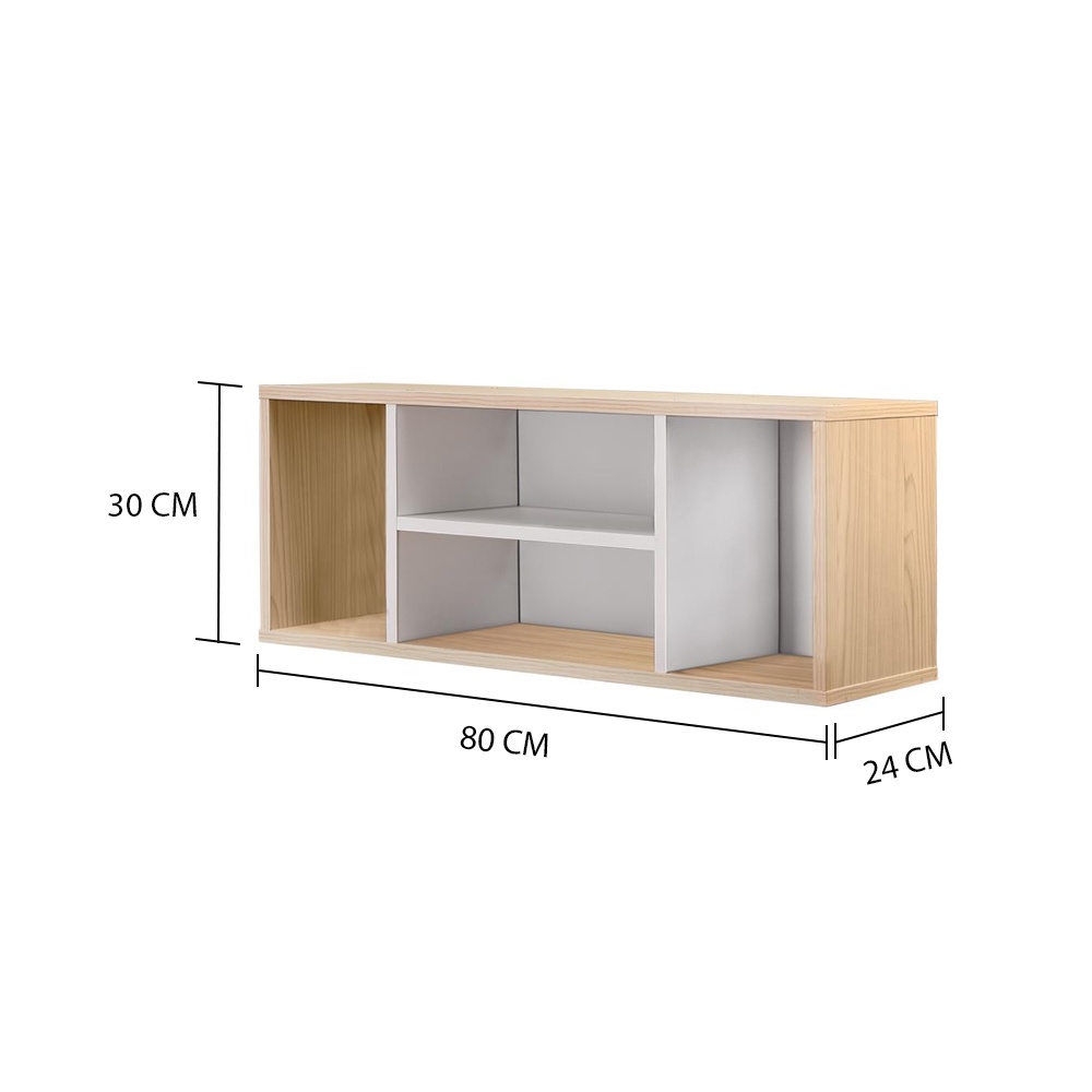 HomeBase FURDINI Giá treo tường gỗ ép thiết kế hiện đại, trọng lượng nhẹ Thái Lan W80xH30xD24cm màu trắng/vân gỗ