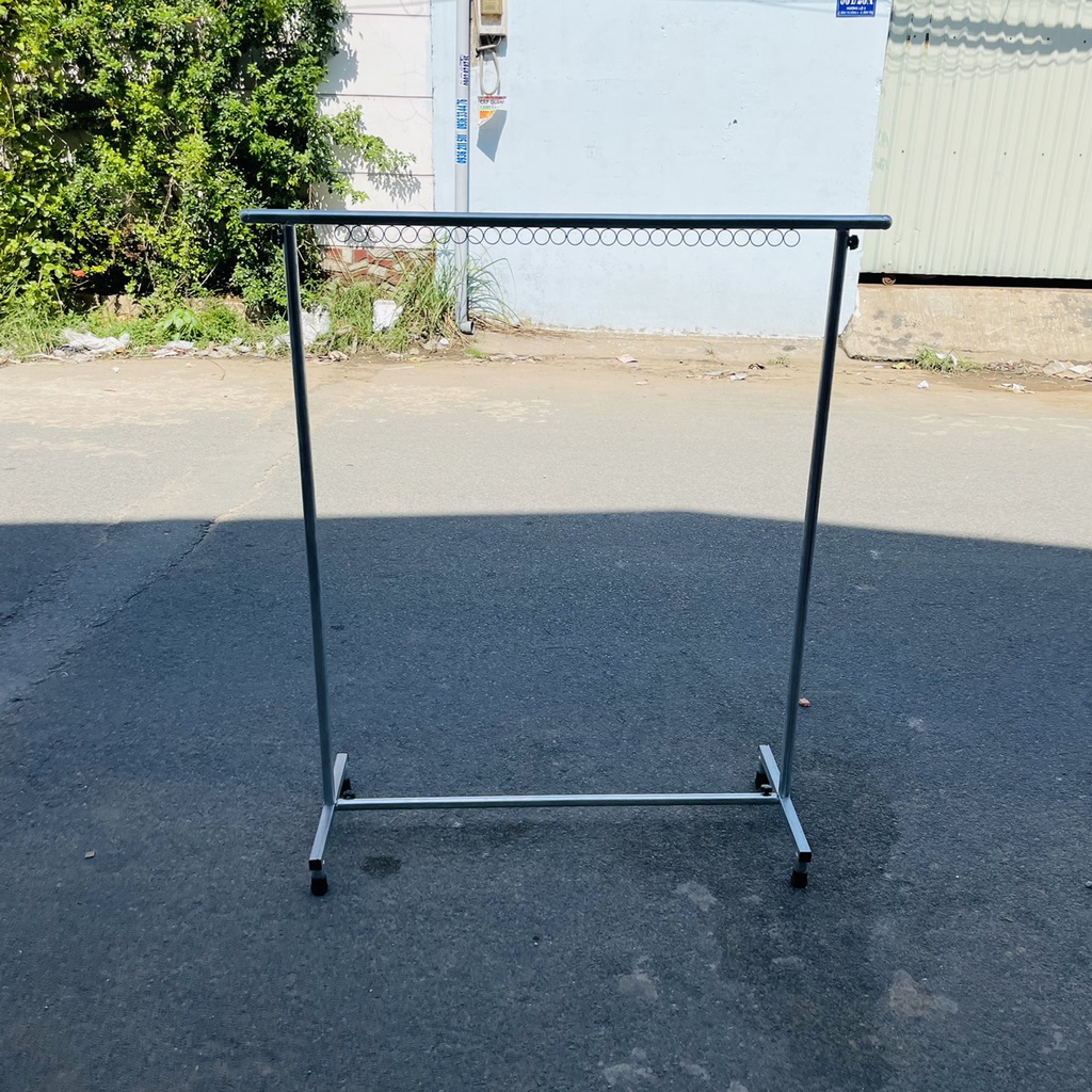 Sào phơi đồ đơn khung sắt chắc chắn chân vuông cao cấp, treo quần áo có khoen (R40*D115*C138cm)