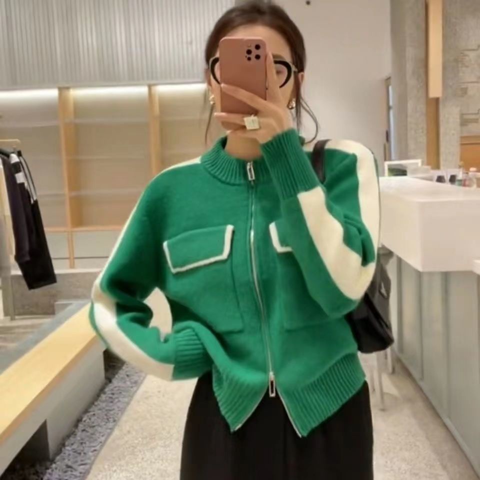 Áo Sweater Phối Túi Có Khóa Kéo Màu Sắc Xinh Xắn Cho Nữ  tao bao