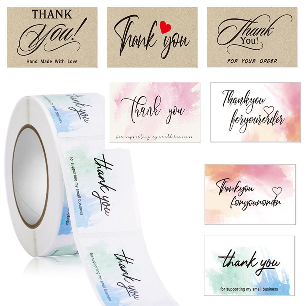 Cuộn 350 Miếng Dán Chữ Thank You 2.5x3.7cm Trang Trí Gói Quà