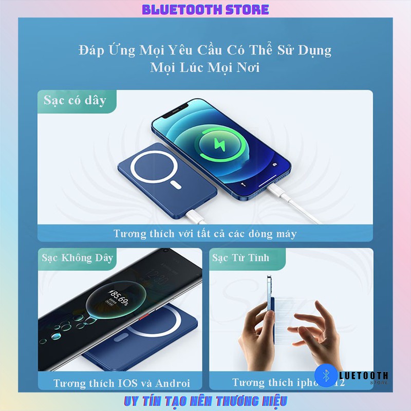 Sạc dự phòng không dây từ tính, hỗ trợ sạc nhanh 20W, dung lượng 5000mAh QT, đa năng, thông minh, tiện lợi