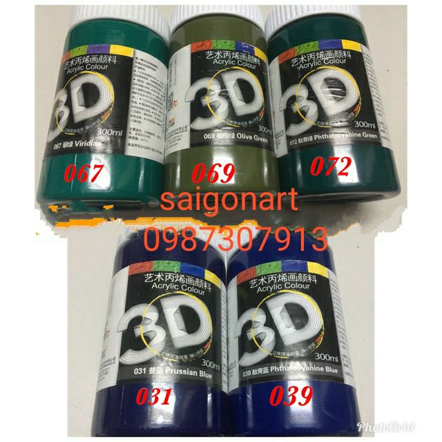 Màu Acrylic 3D Vẽ Mọi Chất Liệu 300ml Đủ Màu