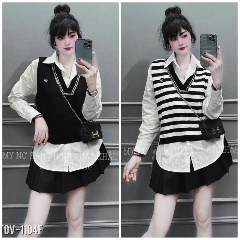 🔥🔥FREESHIP💥ÁO SƠ MI Prom DÁNG DÀI RỘNG. KÈM ÁO GILE NGOÀI CỰC XINH