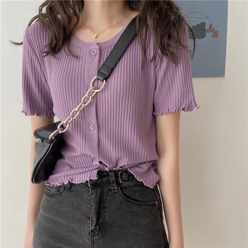 Áo Cardigan Dệt Kim Tay Lỡ Cổ Chữ V Mềm Mại Phong Cách Hàn Quốc Thời Trang Mùa Hè 178A52