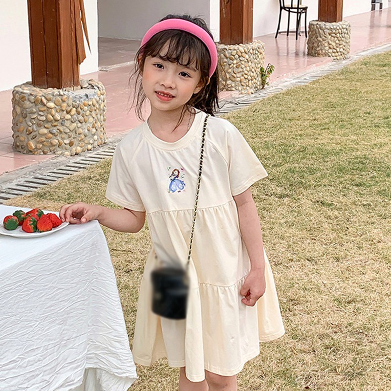 Đầm Công Chúa Mùa Hè Tay Ngắn In Họa Tiết Hoạt Hình Cho Bé Gái Se7en