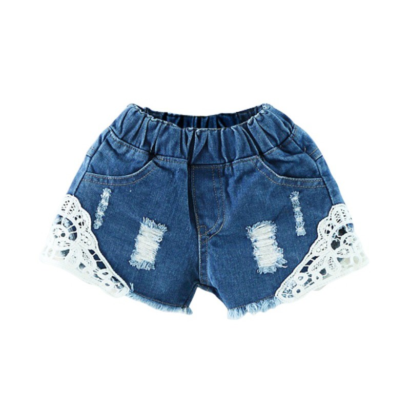 Quần short Jeans phối ren cho bé gái 3-8 tuổi – Q003