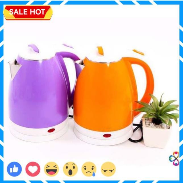 Ấm Siêu Tốc Đun Nước Electric Kettle  Dung Tích 1.8 Lít Loại 2 Lớp Màu, Bảo Hành 6 Tháng Lỗi Đổi Mới