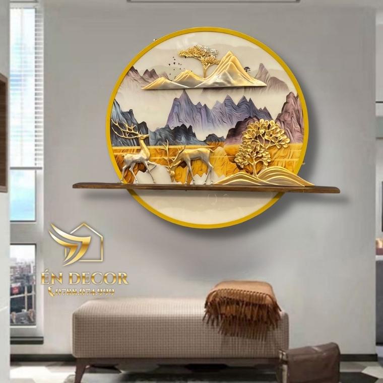 Tranh Phong Cảnh Treo Tường Đôi Hươu Nghệ Thuật, Tranh Sắt TD28 Én Decor