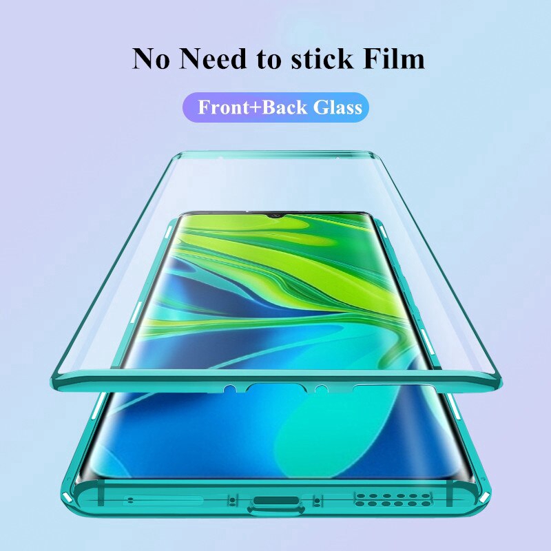 For Xiaomi Mi Note 10 Lite Case 360° Full Magnetic Flip Cover Casing On Xiomi Mi Note10  10lite Double-Sided Glass Cases