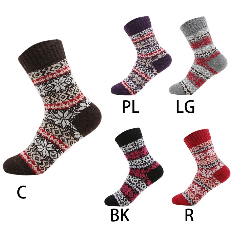 Đôi Vớ Dày Giữ Ấm Họa Tiết Hoa Tuyết Phong Cách Dân Tộc Cổ Điển Thời Trang Mùa