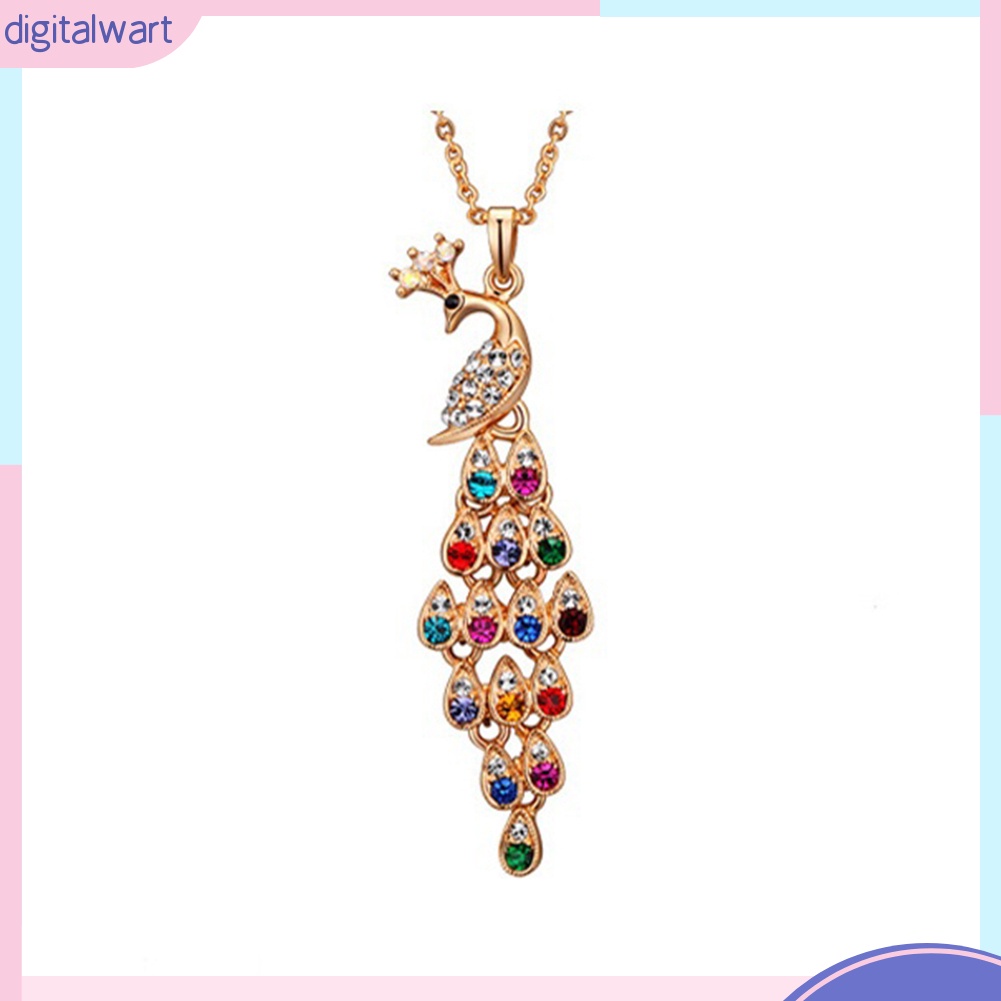 Dây Chuyền Dài Mặt Hình Chim Công Đính Kim Cương Nhân Tạo Hợp Thời Trang