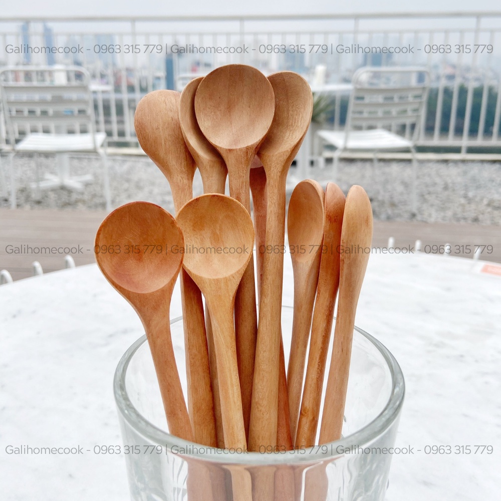 Thìa cà phê (cafe), lấy mật ong bằng gỗ nhãn xuất khẩu | Longan wood Spoon Galihomecook TGN-1