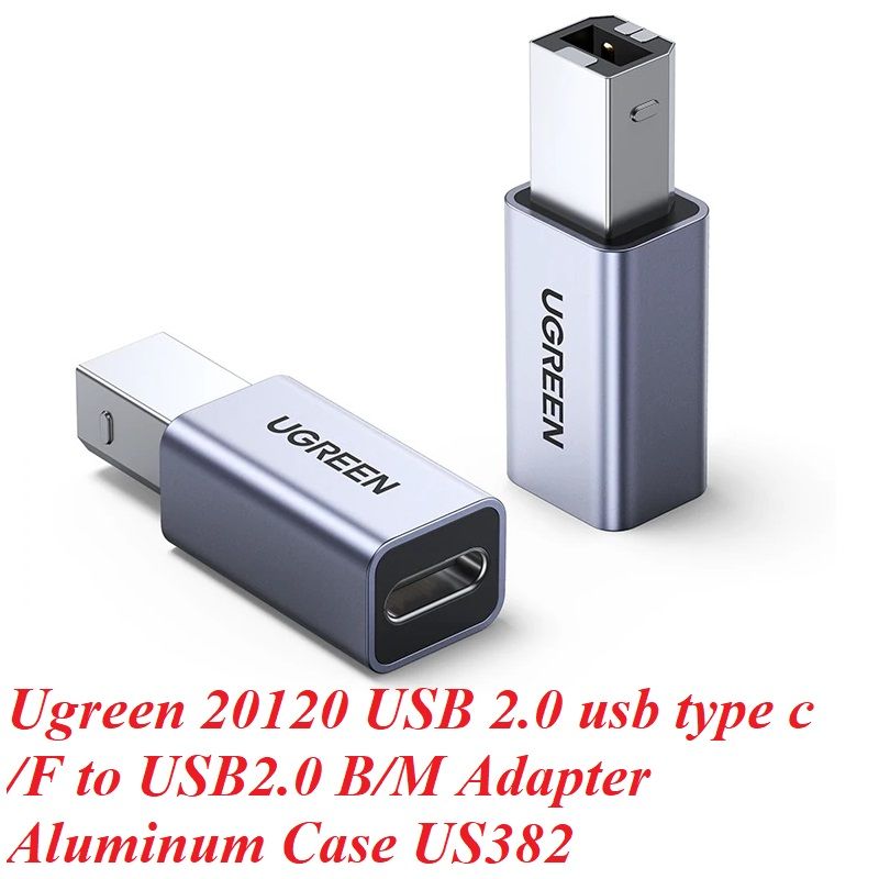 Ugreen 20120 Usb 2.0 đực Máy In ra đầu cái Type C vỏ nhôm màu xám US382