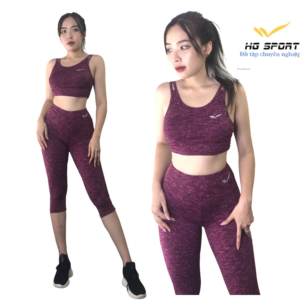Đồ tập Gym, Yoga, Erobic nữ, Bộ Thể Thao Nữ quần lửng áo croptop 2 dây sexy quyến rũ BLCR02