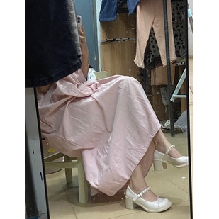 Giày Lolita đế viền quai hạt ngọc gót cao 7cm