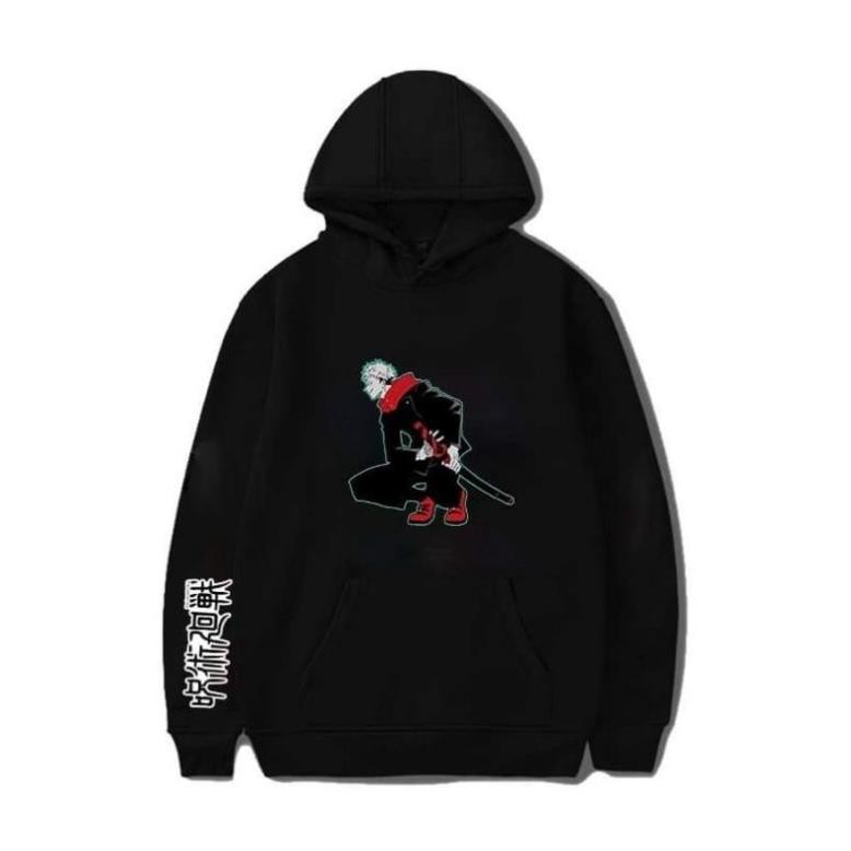 Áo Hoodie Anime Jujutsu Kaisen Gojo Satoru 2 màu đen trắng giá học sinh