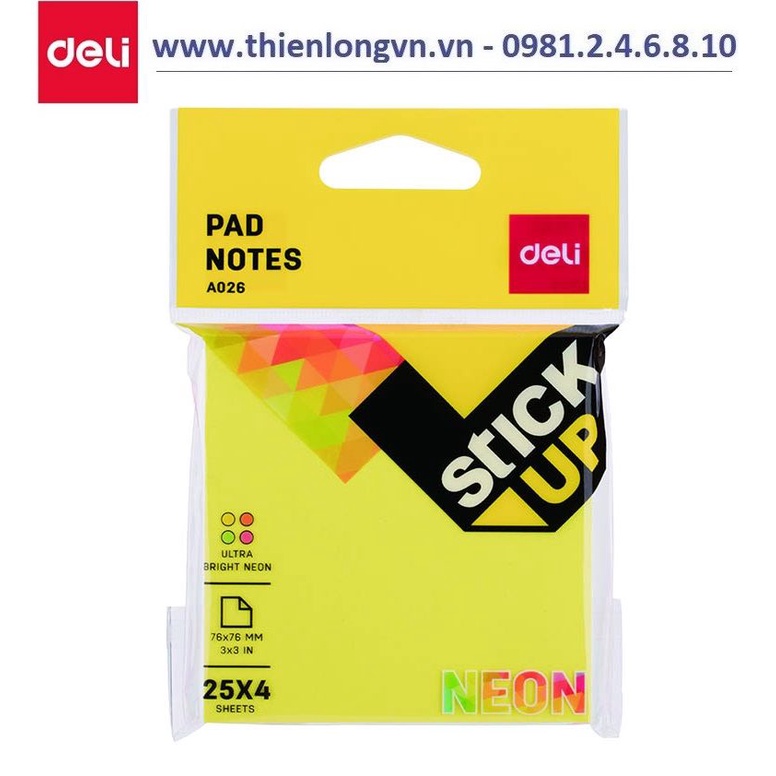 Giấy nhớ màu 3*3 Deli EA02602 (4 màu/tập)