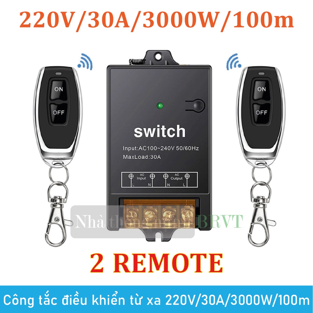 Công tắc điều khiển từ xa 220V/30A/3000W/100m điều khiển máy bơm, quạt, thiết bị điện