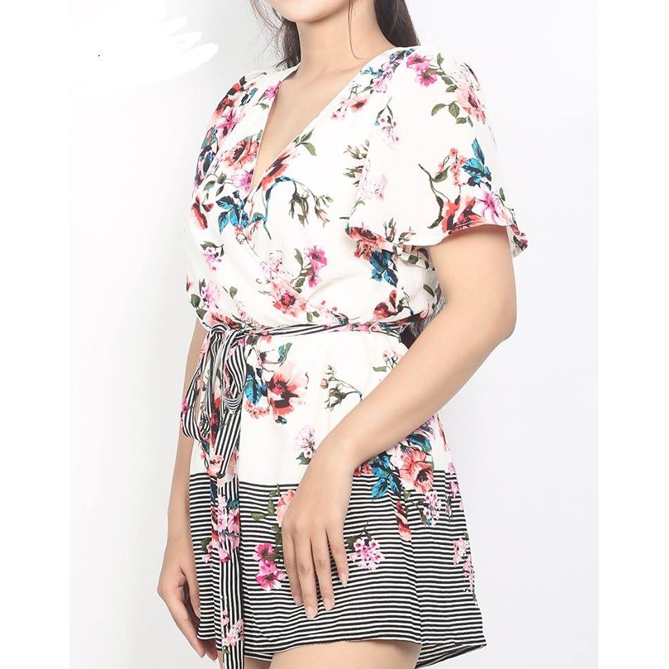 jumpsuit hoa đi biển freesize dưới 55kg (hình thật)