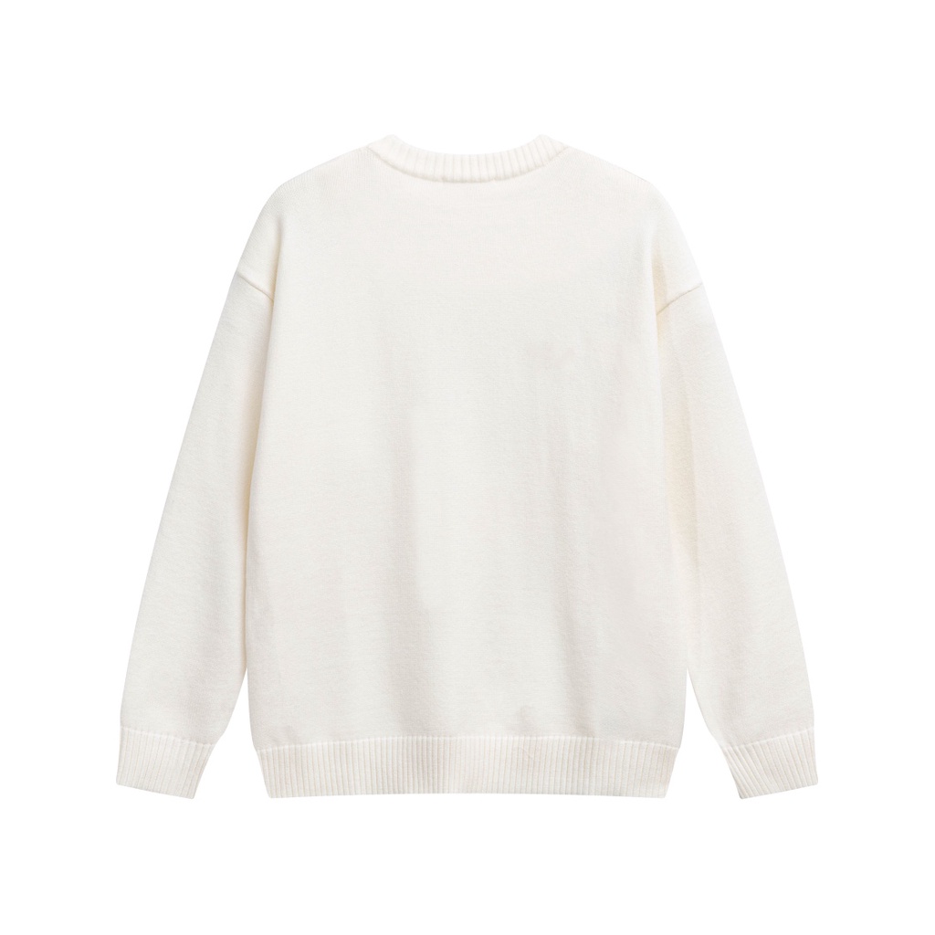 ❤❀  ❤ Áo Sweater Unisex Cổ Tròn Dài Tay Thêu Hình Trái Tim Thời Trang