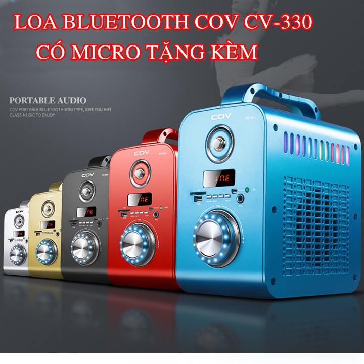 Loa Bluetooth COV CV-330 Có Micro Karaoke Tặng Kèm