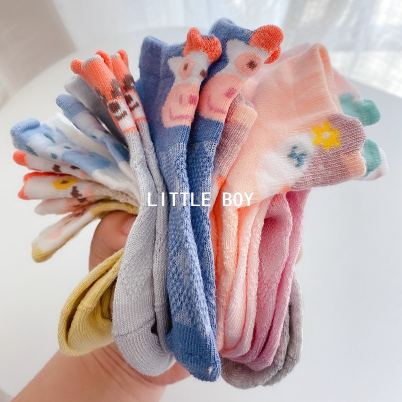 Set 5 đôi Tất lưới cotton ROBIBABI thoáng khí mềm mịn, giữ ấm cho bé (sơ sinh- 3 TUỔI)