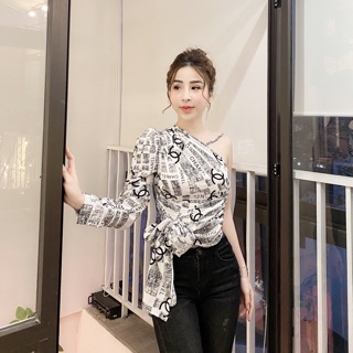 Áo lụa lệch vai