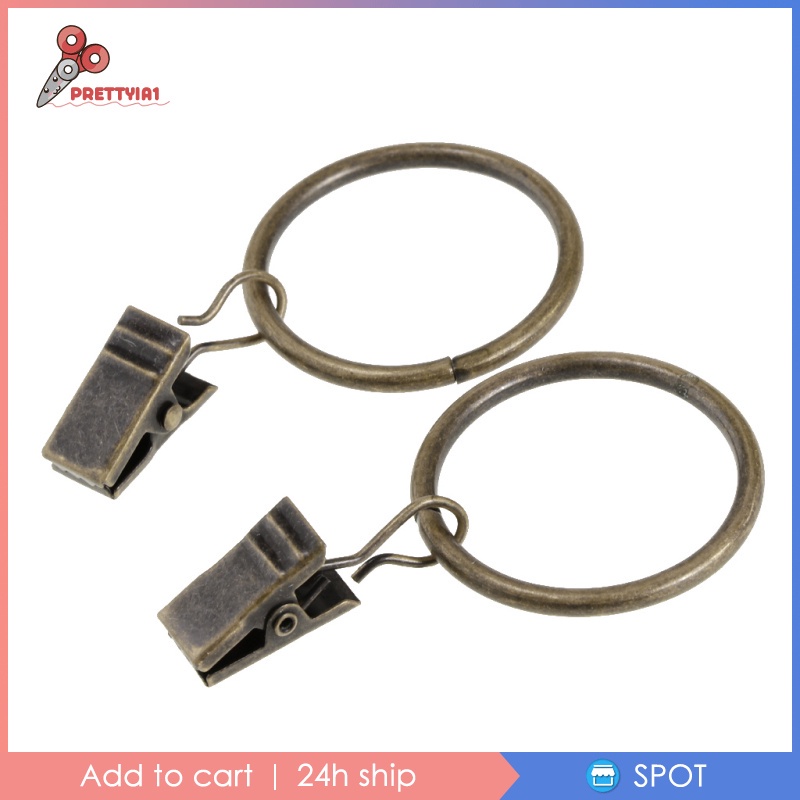 [Prettyia1] Set 12 Vòng Kẹp Rèm Cửa Kim Loại Cổ Điển 25mm / 32mm Kèm Khoen