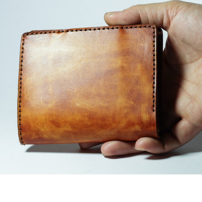 Ví nam da bò RAM Leather Italia Vegtan Màu Nâu Sáng