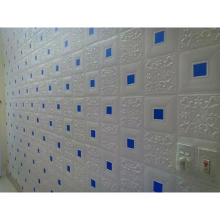 Combo 20 tấm xốp dán tường hoa văn Trắng khổ lớn 70x70cm