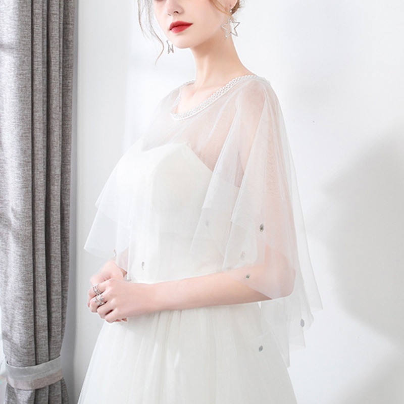 Wmmb Khăn Choàng Cổ Vải Tuyn Trong Suốt Quấn Vai Không Dây Cho Nữ Đi Tiệc Tối Tri