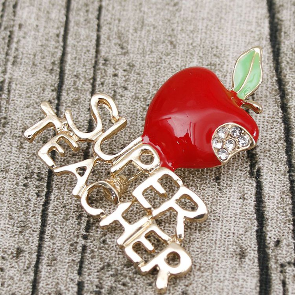 [Hàng Có Sẵn] Trâm Cài Áo Đính Đá Apple Super Teacher Rhineston Quà Tặng Giáng Sinh Ngày Nhà Giáo