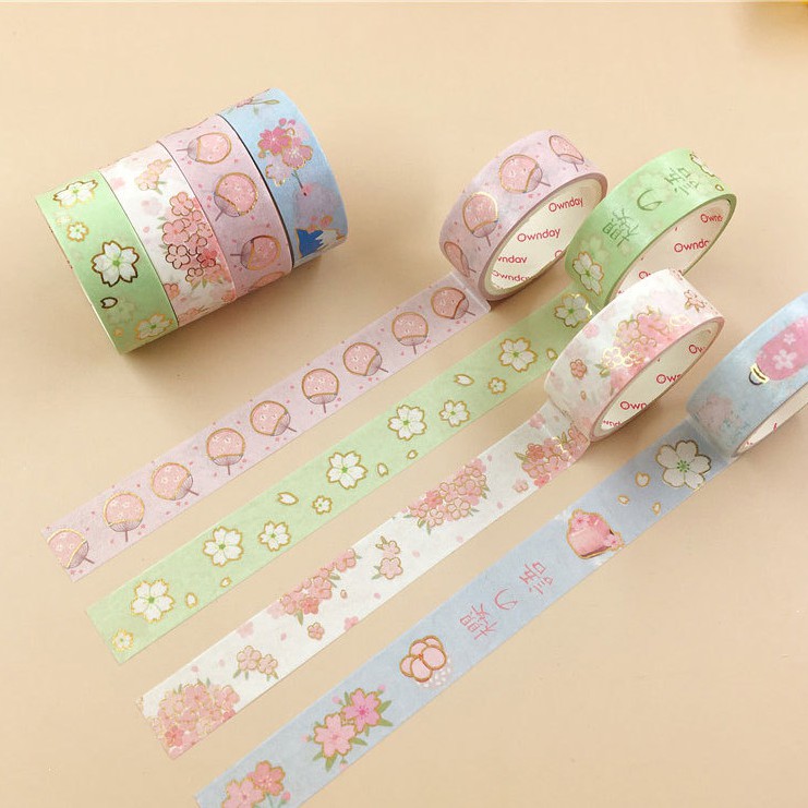 Set 4 cuộn washi viền vàng sang chảnh - MiuSua