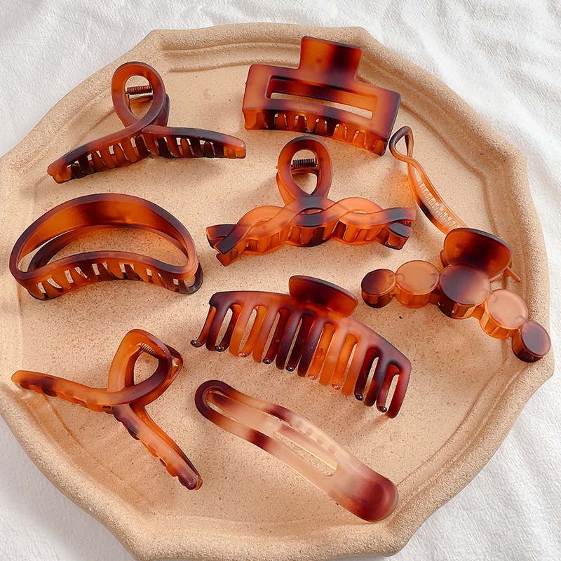 Kẹp Tóc Chống Trượt Bằng Acrylic Màu Hổ Phách Thời Trang Hàn Quốc