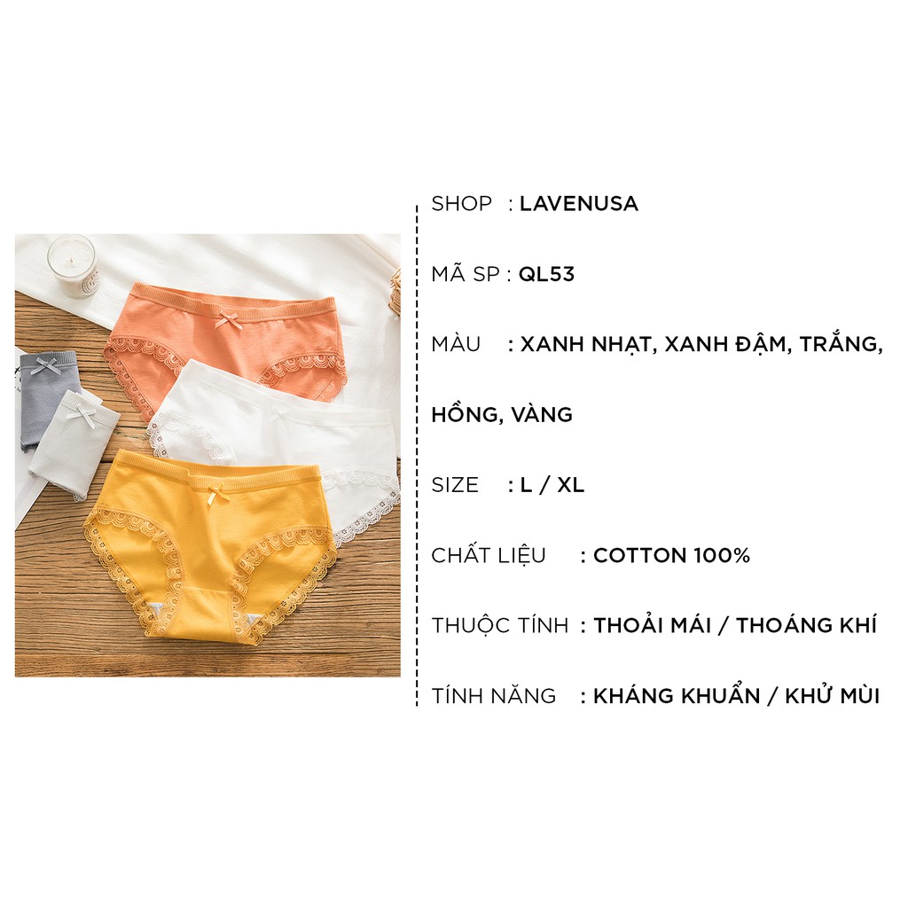 Quần lót nữ cotton cao cấp co giãn 4 chiều thoáng khí QL53 | BigBuy360 - bigbuy360.vn