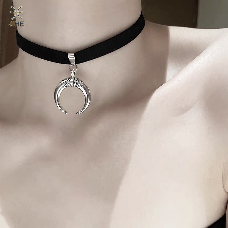 【JIHE】Vòng cổ Mặt Hình Trăng Khuyết Phong Cách Cổ Điển Thời Trang Cho Nữ