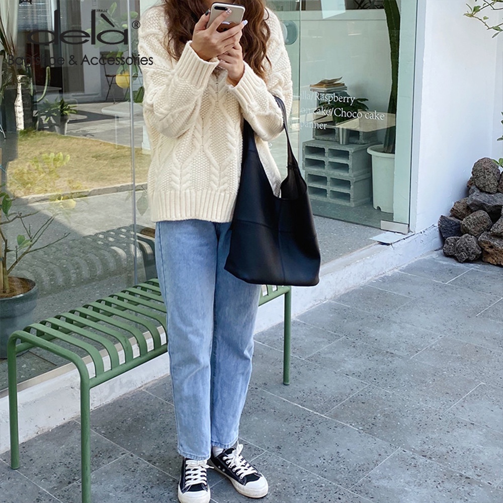 Dela Túi Đeo Vai Cỡ Lớn Mềm Mại Phong Cách Hong Kong Thời Trang Cho Nữ