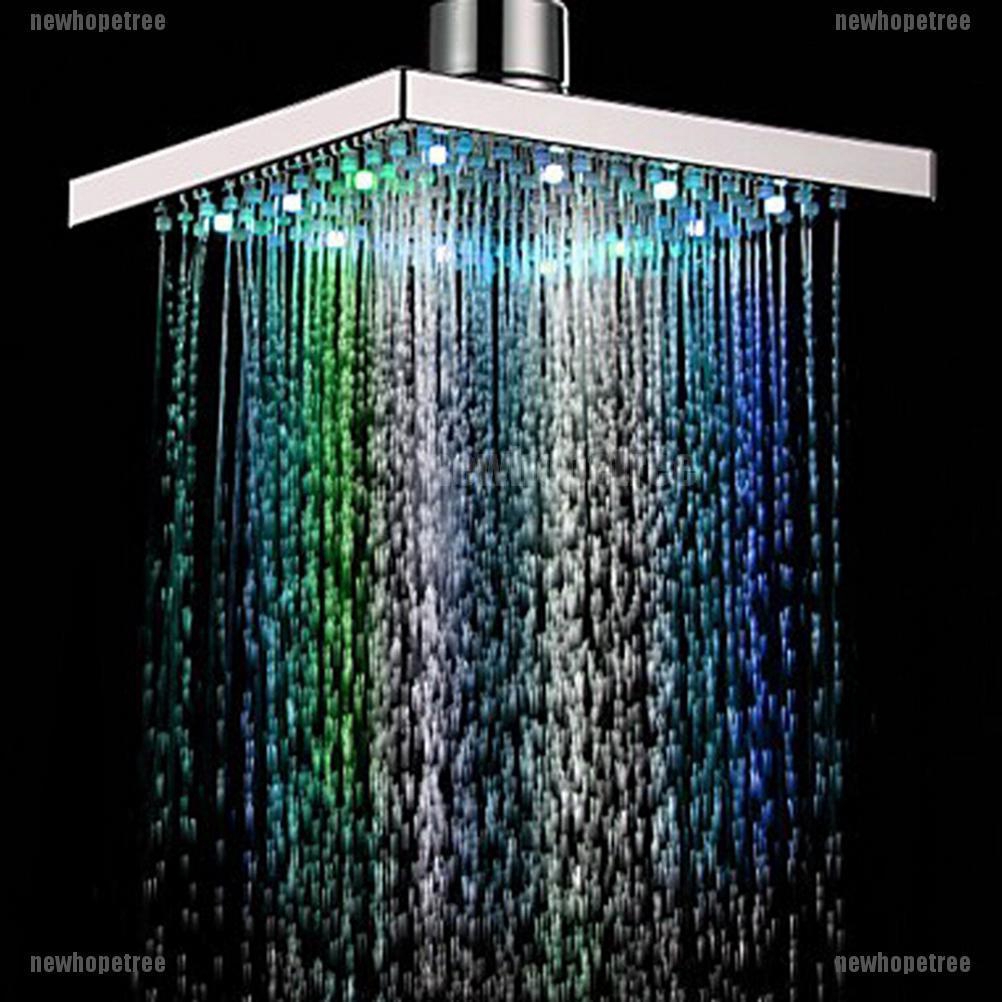 Vòi sen hình vuông kết hợp đèn LED 7 màu tự động thay đổi màu sắc dùng cho phòng tắm