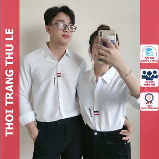 Áo sơ mi nam tay dài công sở dáng ôm, vải lụa không nhăn, thấm hút mồ hôi tốt [DÀI THÊU 11]