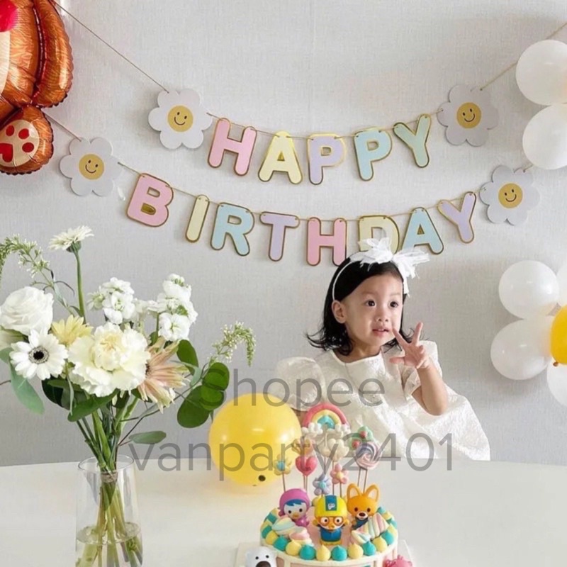 Dây chữ Happy Birthday  trang trí sinh nhật, party, thôi nôi cho bé và người lớn
