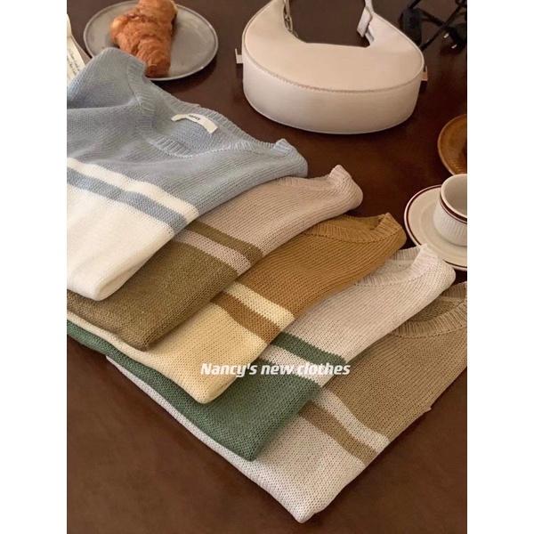 [Ảnh thật/Videp]Áo mongtoghi Nancy pha hai màu cực bắt mắt Áo len dày dặn hàng Quảng Châu