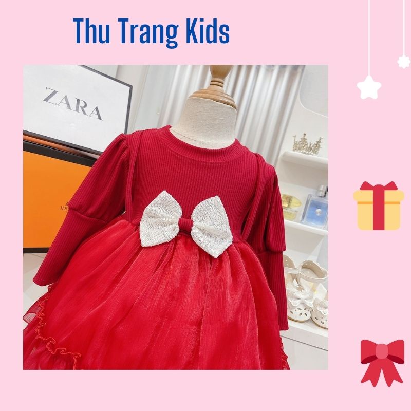 Váy, đầm công chúa, đẹp, thời trang, đáng yêu cho bé gái diện Tết (VC68)