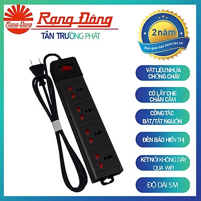Ổ cắm điện sạc nhanh đa năng Rạng Đông Remax 3 ổ Đa Năng + 2 ổ USB sạc nhanh