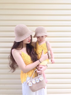 SET TÚI MŨ MÓC HANDMADE HOA CÚC CHO MẸ