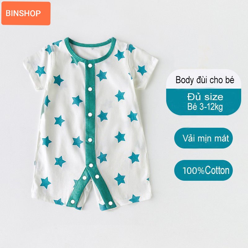 [VẢI SỢI TRE] Body cho bé cộc tay chất Cotton 100% mẫu quần áo sơ sinh, Body đùi cho bé trai bé gái màu sắc dễ thương