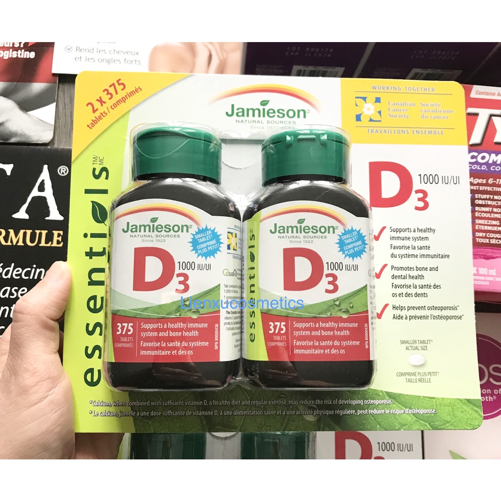 Viên uống bổ sung Vitamin D3 Jamieson 1000IU&2500IU; HSD 2025