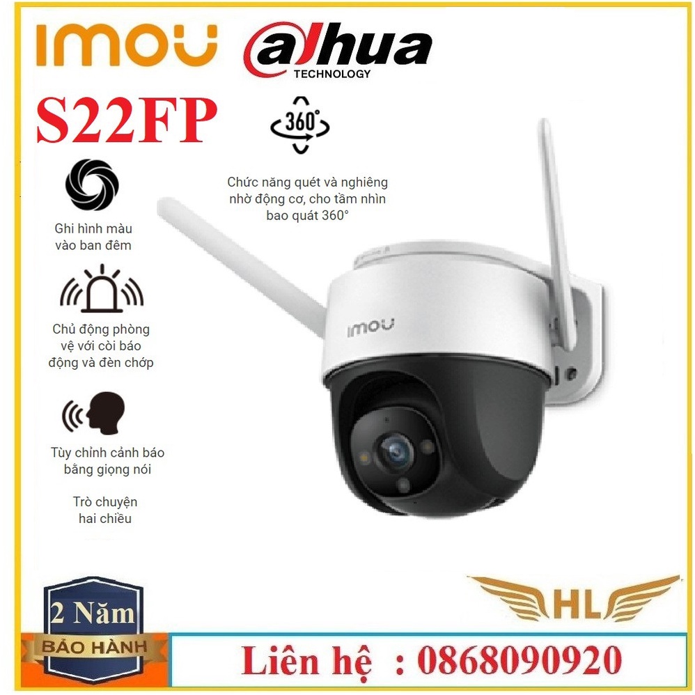 Camera Wifi Không Dây Xoay 360 Ngoài Trời Imou S22FP Full HD1080P Màu Đêm Đàm Thoại 2 Chiều, Imou A22EP- Hàng Chính Hãng